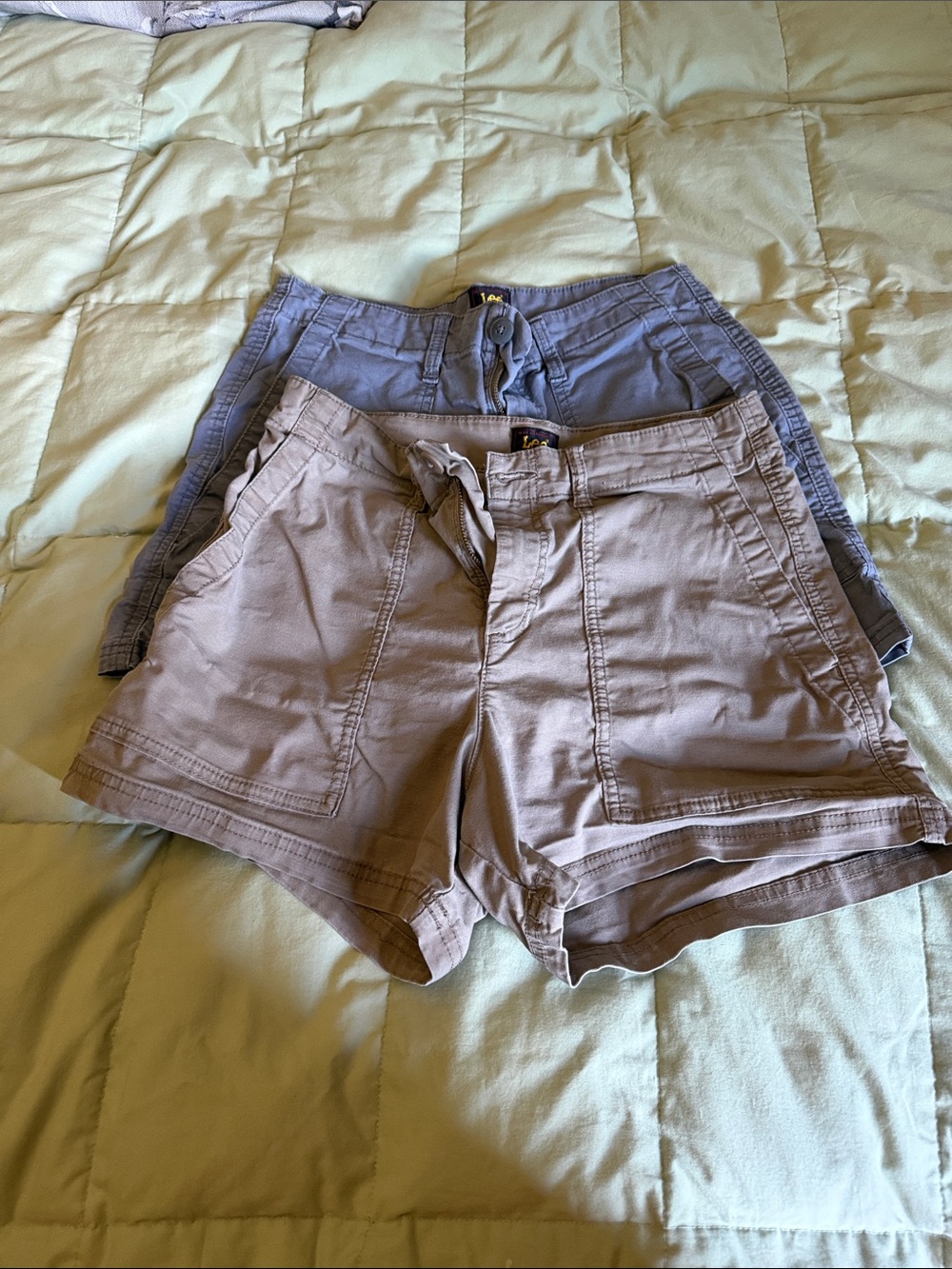Bundle of Lee Women’s Cargo Work Shorts in Taupe and Dusty Gray